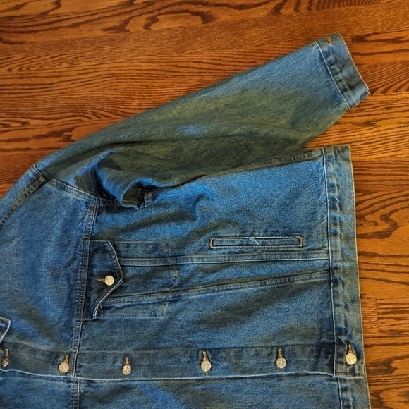 Vtg. Southern Pacific Railroad oversized denim truckers jean jacket sz XXL - Picture 3 of 11
